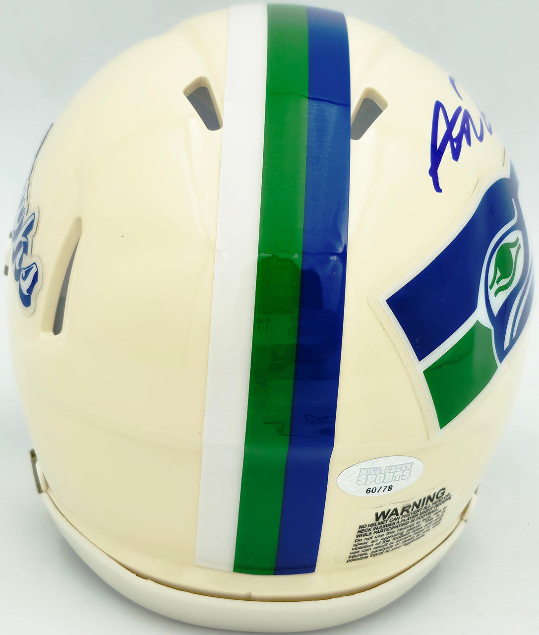Abraham Abe Lucas Autographed Seattle Seahawks Cream Retro Speed Mini Helmet MCS Holo Stock #263039