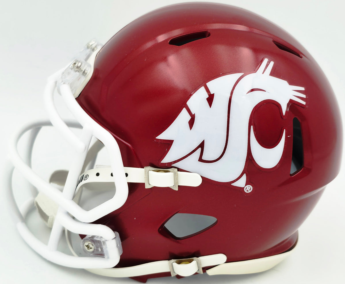 Abraham Abe Lucas Autographed Washington State Cougars Crimson Speed Mini Helmet MCS Holo Stock #263040