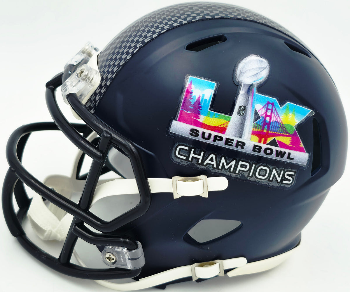 Tory Horton Autographed Seattle Seahawks Blue Super Bowl LX Champions Logo Speed Mini Helmet MCS Holo Stock #263046