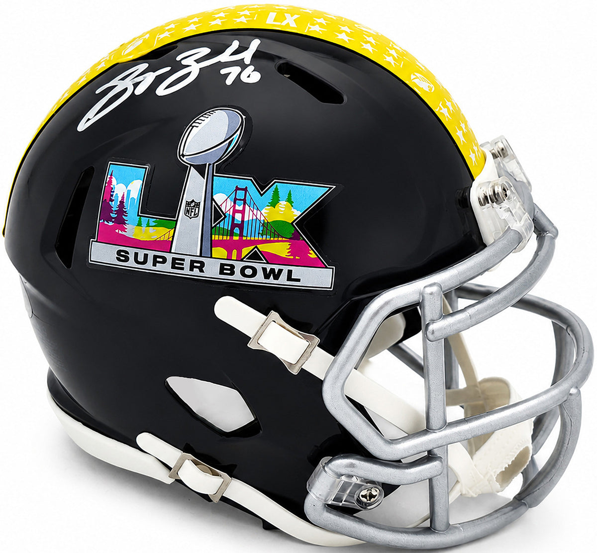 Grey Zabel Autographed Seattle Seahawks Black Super Bowl LX Logo Speed Mini Helmet MCS Holo Stock #263033