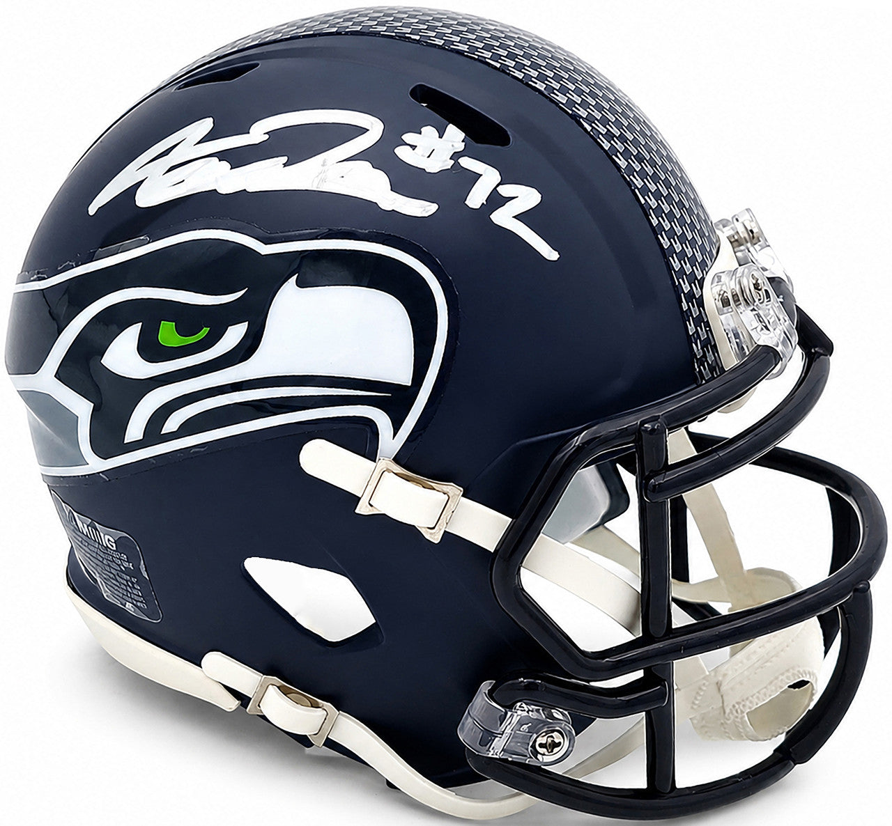 Abraham Abe Lucas Autographed Seattle Seahawks Blue Super Bowl LX Champions Logo Speed Mini Helmet MCS Holo Stock #263035