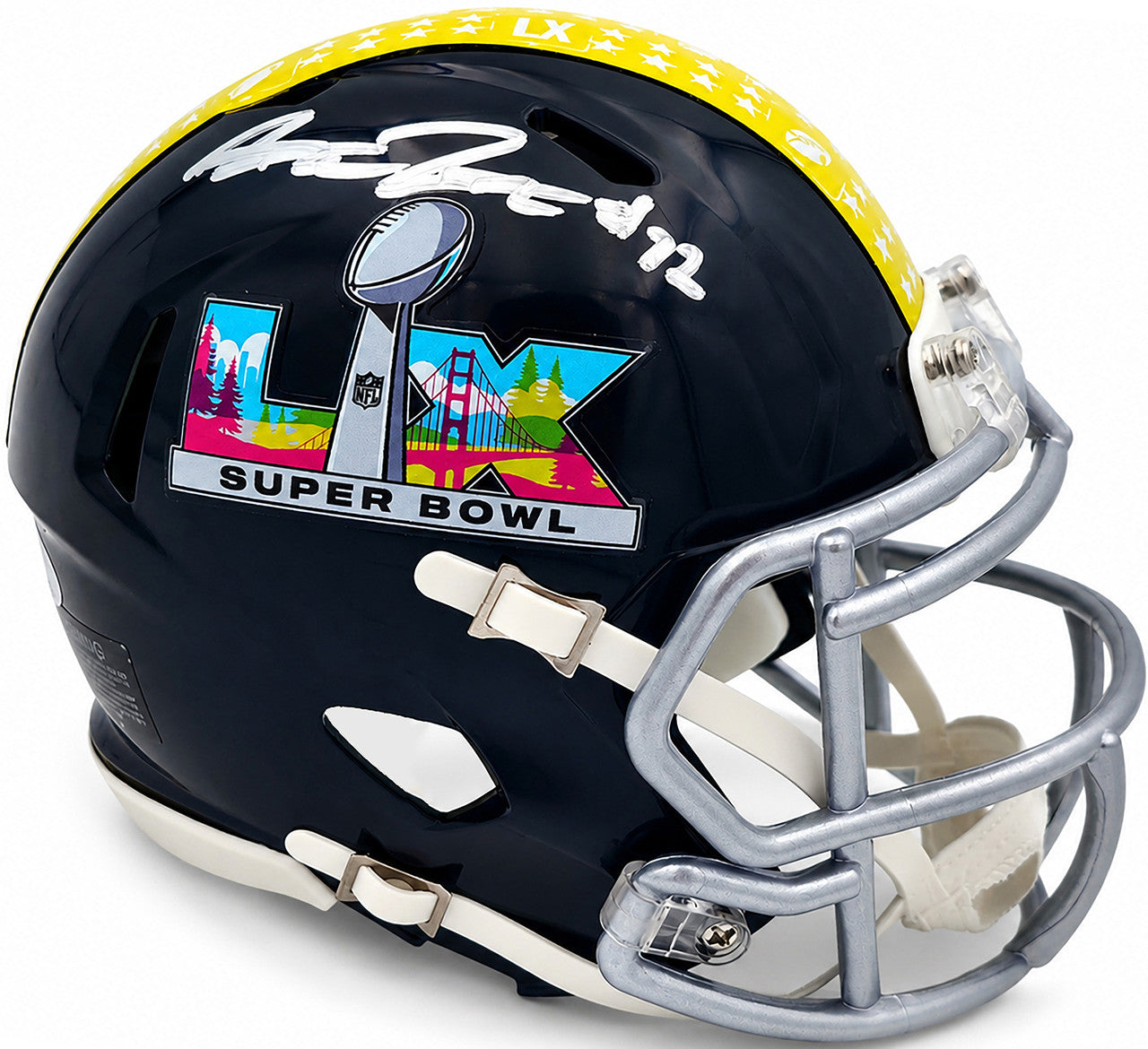Abraham Abe Lucas Autographed Seattle Seahawks Black Super Bowl LX Logo Speed Mini Helmet MCS Holo Stock #263037