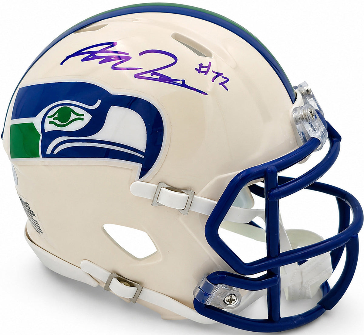 Abraham Abe Lucas Autographed Seattle Seahawks Cream Retro Speed Mini Helmet MCS Holo Stock #263039