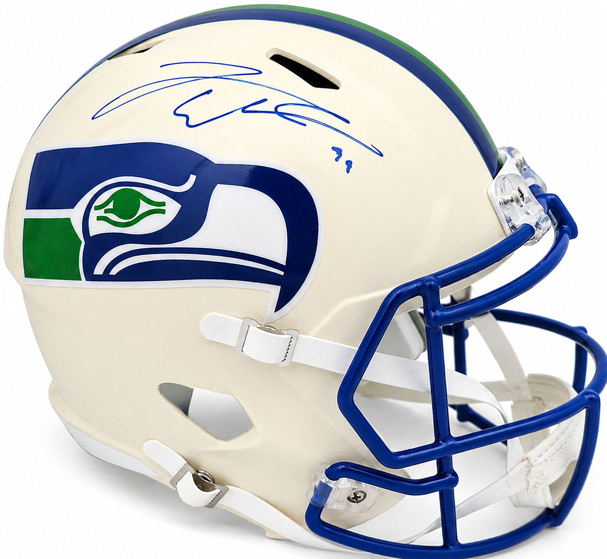 Leonard Williams Autographed Seattle Seahawks Cream Full Size Retro Speed Replica Helmet Beckett BAS Witness Stock #262964