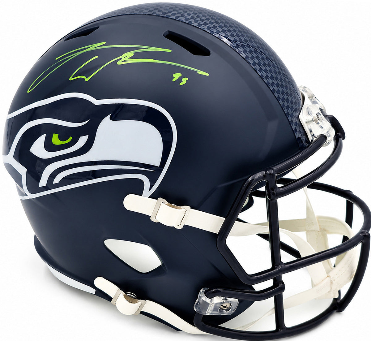 Leonard Williams Autographed Seattle Seahawks Blue Full Size Super Bowl LX Champions Logo Speed Replica Helmet Beckett BAS Witness Stock #262965