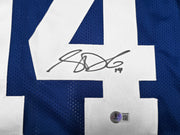 Seattle Seahawks Sam Darnold Autographed Blue Throwback Jersey Beckett BAS Witness Stock #262980