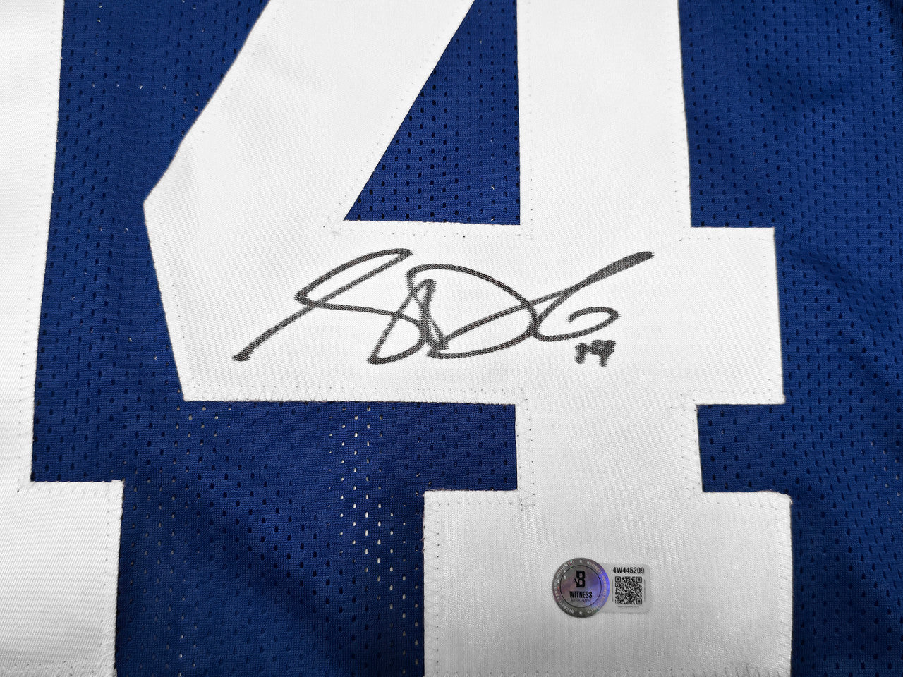 Seattle Seahawks Sam Darnold Autographed Blue Throwback Jersey Beckett BAS Witness Stock #262980