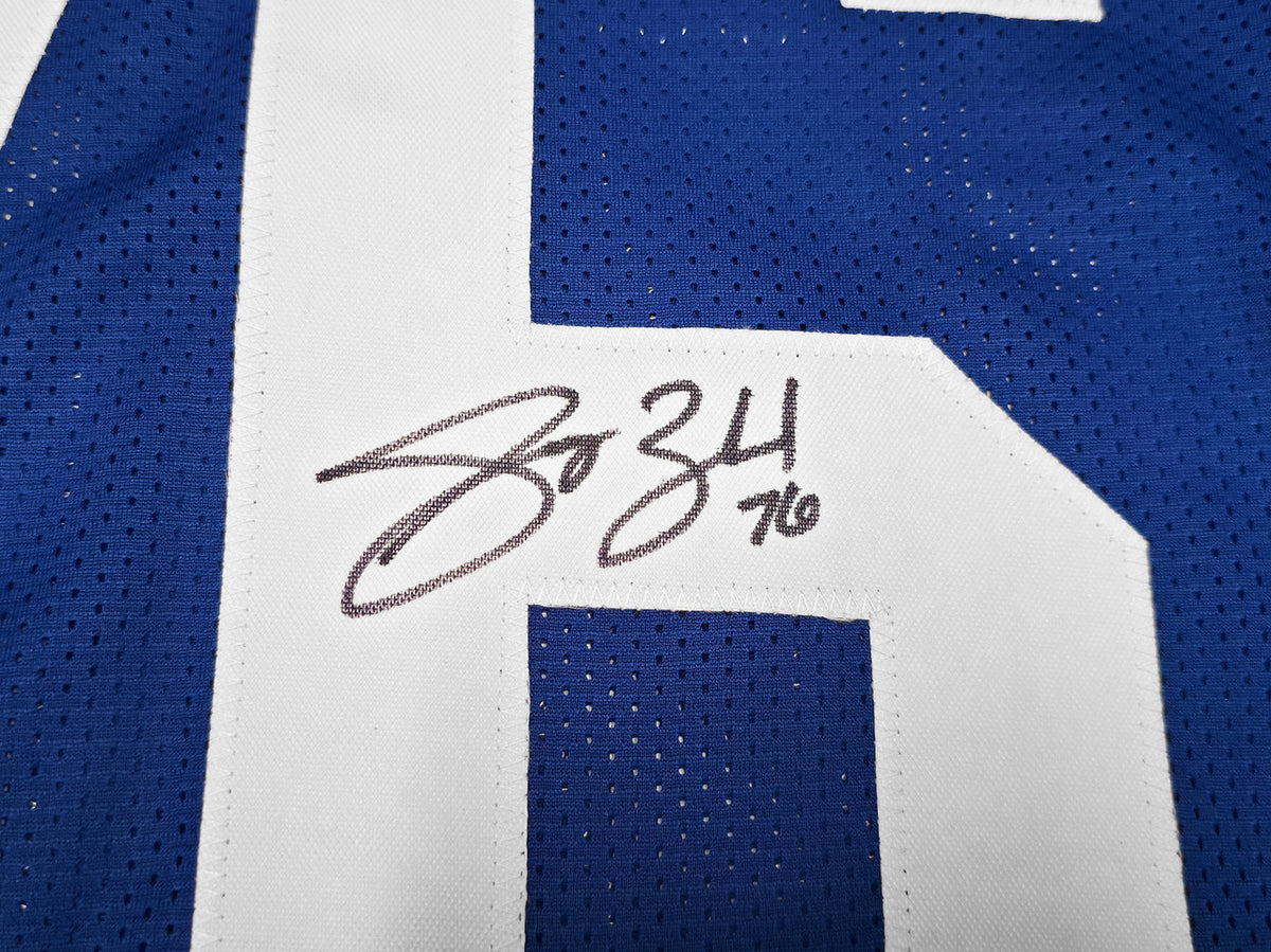 Seattle Seahawks Grey Zabel Autographed Blue Throwback Jersey MCS Holo Stock #263325