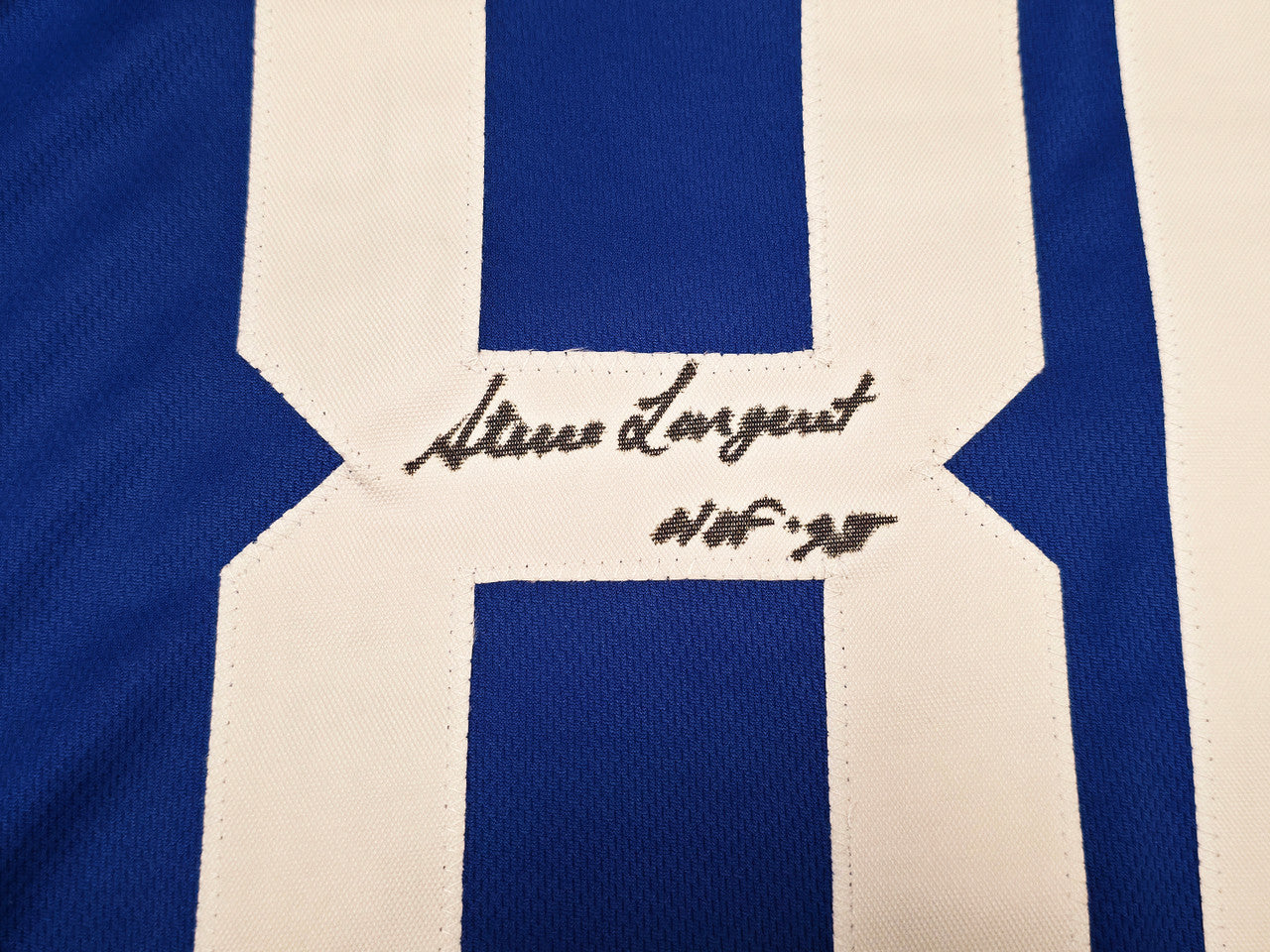 Seattle Seahawks Steve Largent Autographed Blue Throwback Jersey "HOF 95" Beckett BAS Witness Stock #263342
