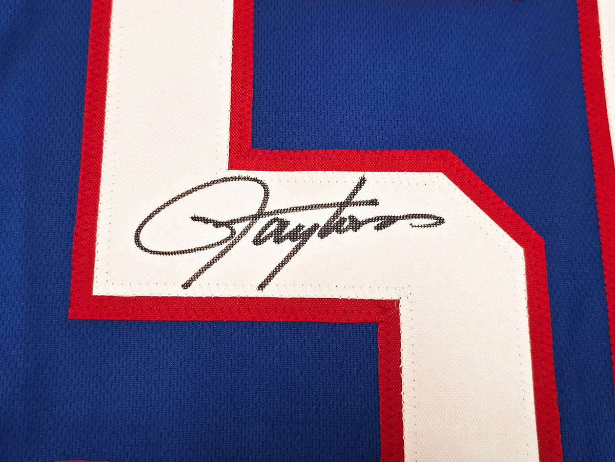 New York Giants Lawrence Taylor Autographed Blue Jersey Beckett BAS Witness Stock #263334
