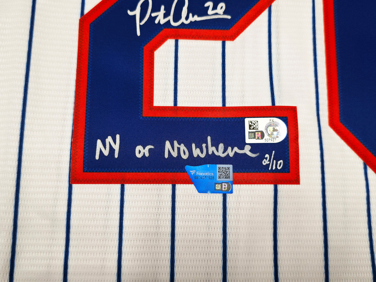 New York Mets Pete Alonso Autographed White Nike Jersey Size XL "NY Or Nowhere" #/10 Fanatics & MLB Holo Stock #263025