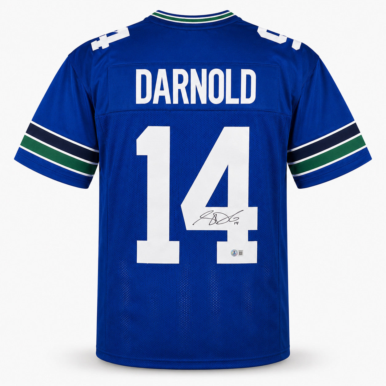Seattle Seahawks Sam Darnold Autographed Blue Throwback Jersey Beckett BAS Witness Stock #262980