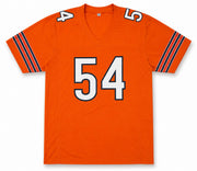 Chicago Bears Brian Urlacher Autographed Orange Jersey "HOF 18" Beckett BAS Witness Stock #263340