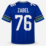 Seattle Seahawks Grey Zabel Autographed Blue Throwback Jersey MCS Holo Stock #263325