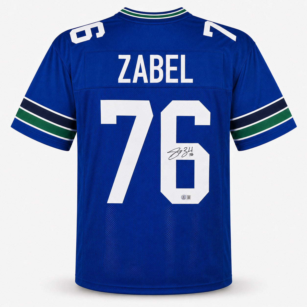 Seattle Seahawks Grey Zabel Autographed Blue Throwback Jersey MCS Holo Stock #263325