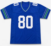 Seattle Seahawks Steve Largent Autographed Blue Throwback Jersey "HOF 95" Beckett BAS Witness Stock #263342