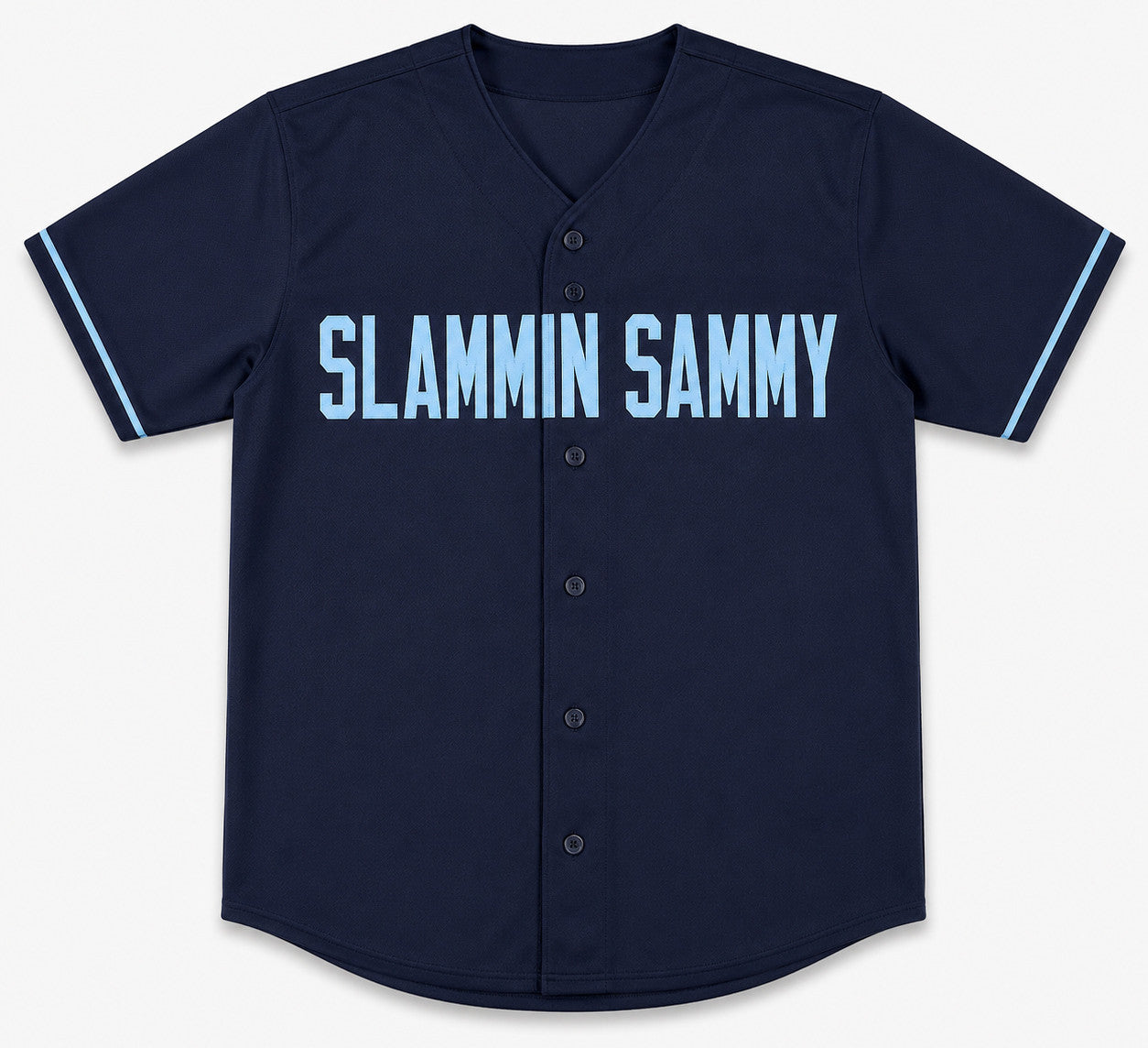 Chicago Cubs Sammy Sosa Autographed Dark Blue Jersey 'Slammin Sammy' Beckett BAS Witness Stock #263336