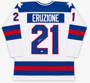 1980 Team USA Mike Eruzione Autographed White Jersey JSA Witness Stock #262978