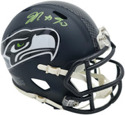 Jarran Reed Autographed Seattle Seahawks Blue Speed Mini Helmet MCS Holo Stock #262432