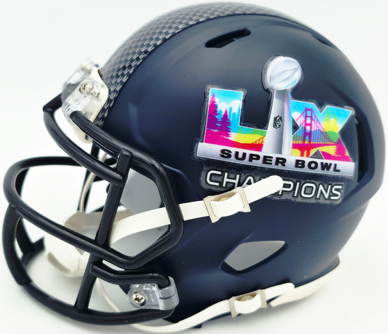 Jarran Reed Autographed Seattle Seahawks Blue Super Bowl LX Champions Logo Speed Mini Helmet MCS Holo Stock #262433
