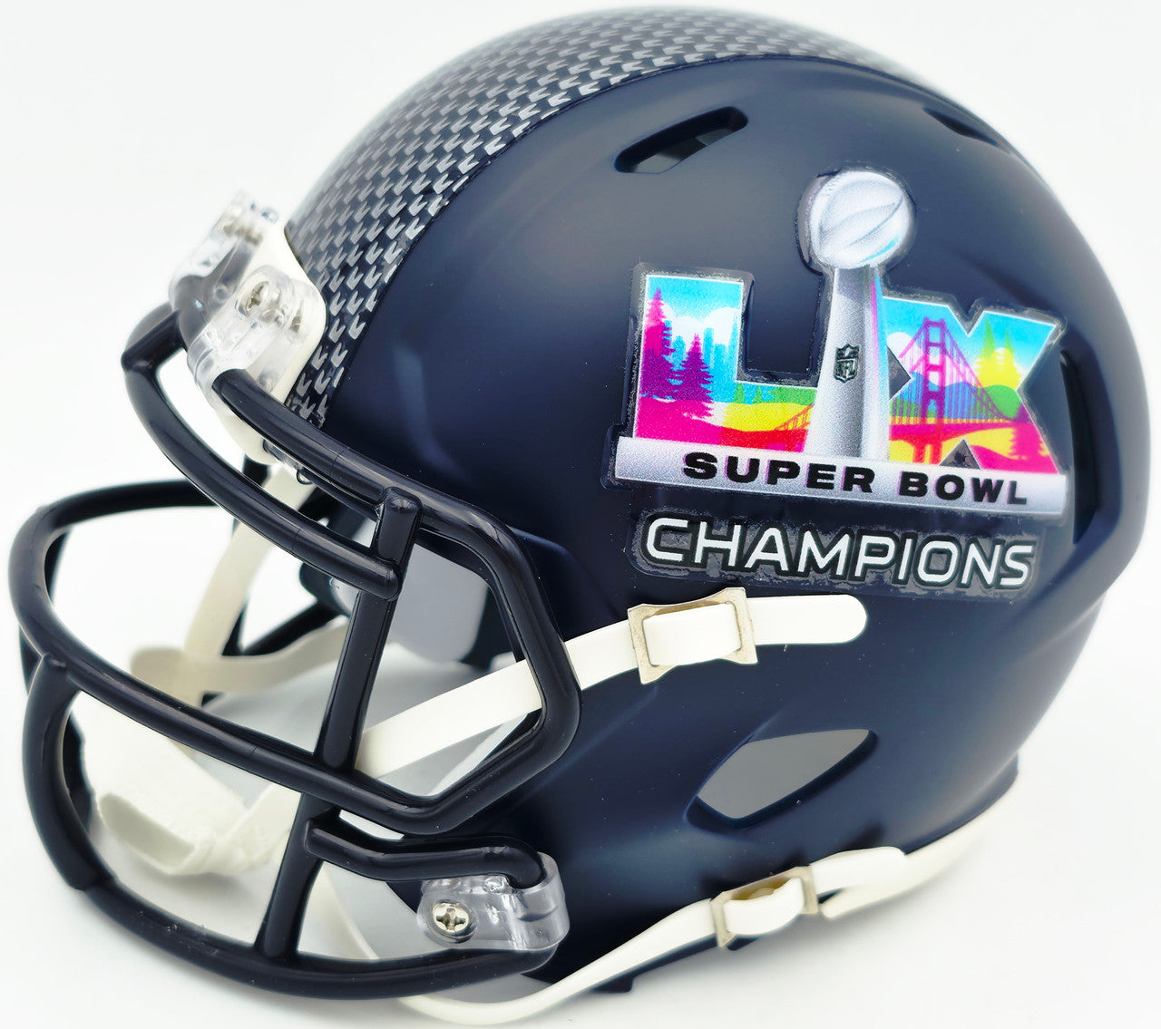 Charles Cross Autographed Seattle Seahawks Blue Super Bowl LX Champions Logo Speed Mini Helmet MCS Holo Stock #262468