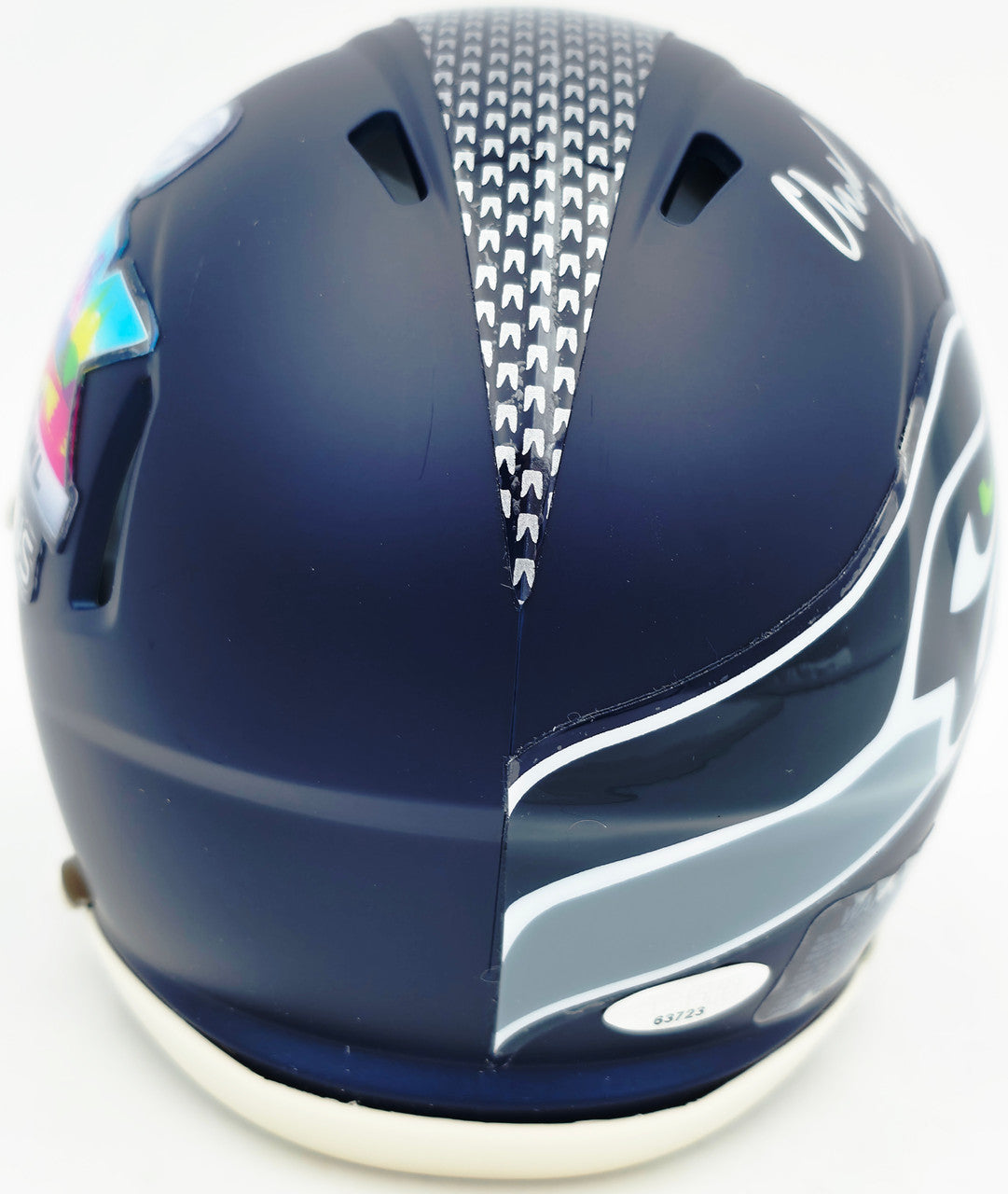 Charles Cross Autographed Seattle Seahawks Blue Super Bowl LX Champions Logo Speed Mini Helmet MCS Holo Stock #262468