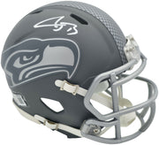 AJ Barner Autographed Seattle Seahawks Slate Gray Speed Mini Helmet Beckett BAS Witness Stock #262485