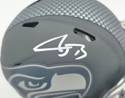 AJ Barner Autographed Seattle Seahawks Slate Gray Speed Mini Helmet Beckett BAS Witness Stock #262485