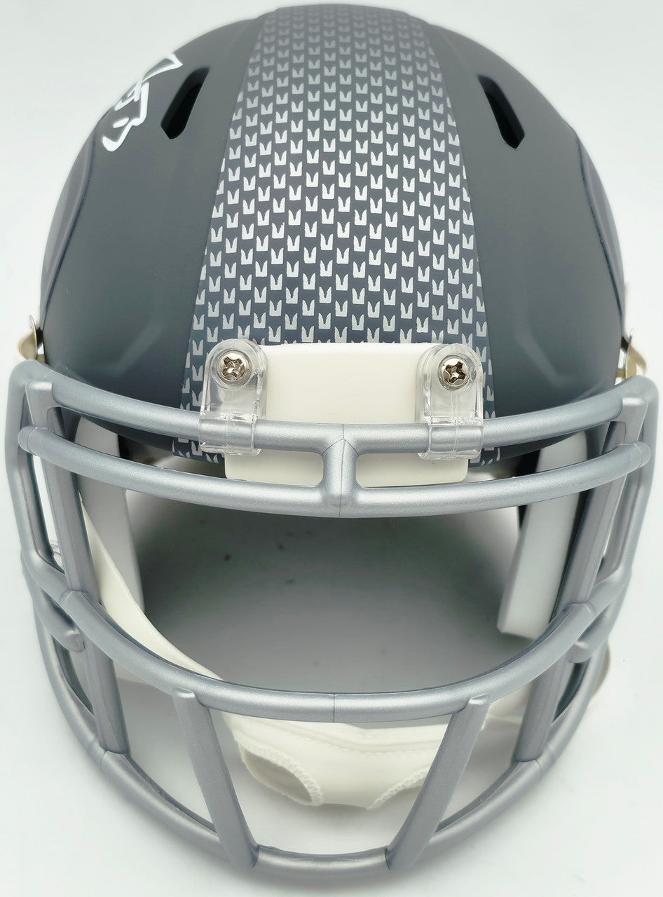 AJ Barner Autographed Seattle Seahawks Slate Gray Speed Mini Helmet Beckett BAS Witness Stock #262485