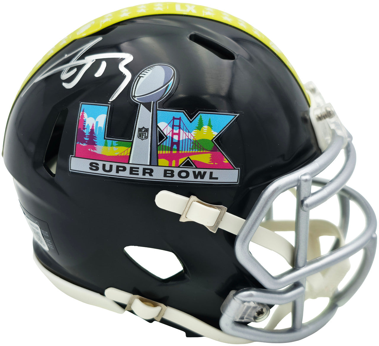AJ Barner Autographed Seattle Seahawks Black Super Bowl LX Logo Speed Mini Helmet Beckett BAS Witness Stock #262486