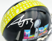AJ Barner Autographed Seattle Seahawks Black Super Bowl LX Logo Speed Mini Helmet Beckett BAS Witness Stock #262486
