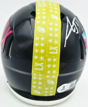 AJ Barner Autographed Seattle Seahawks Black Super Bowl LX Logo Speed Mini Helmet Beckett BAS Witness Stock #262486