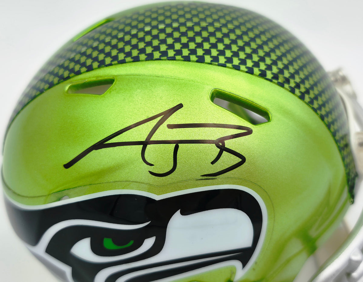 AJ Barner Autographed Seattle Seahawks Flash Green Speed Mini Helmet Beckett BAS Witness Stock #262487