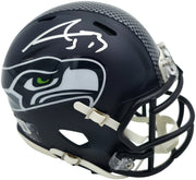 AJ Barner Autographed Seattle Seahawks Blue Super Bowl LX Champions Logo Speed Mini Helmet Beckett BAS Witness Stock #262488