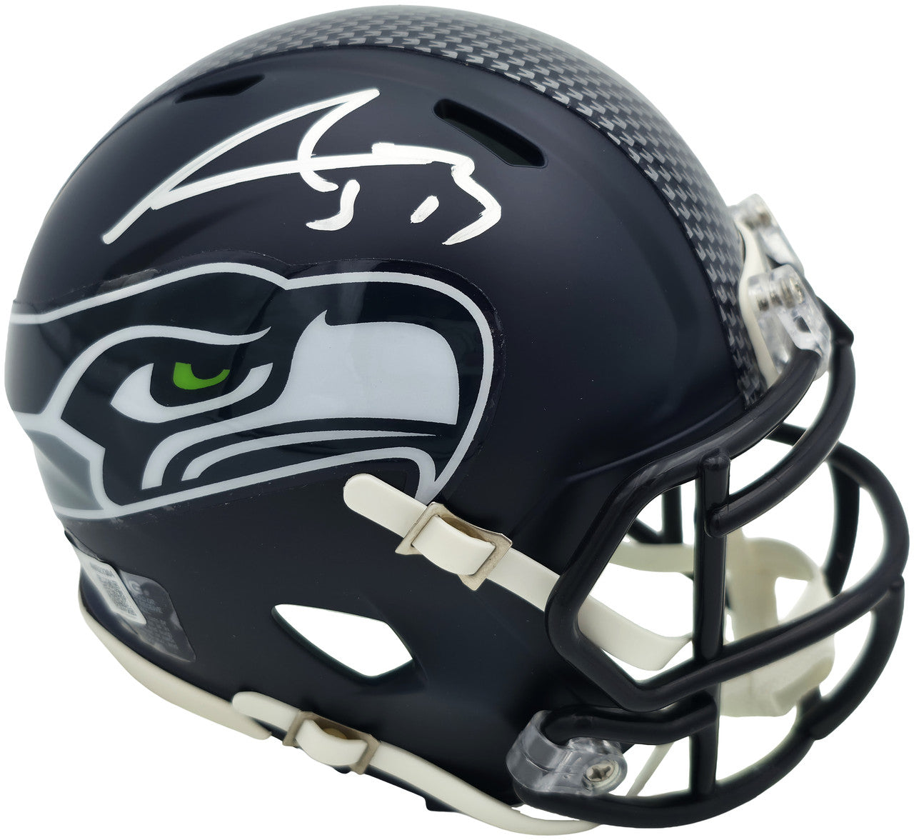 AJ Barner Autographed Seattle Seahawks Blue Super Bowl LX Champions Logo Speed Mini Helmet Beckett BAS Witness Stock #262488