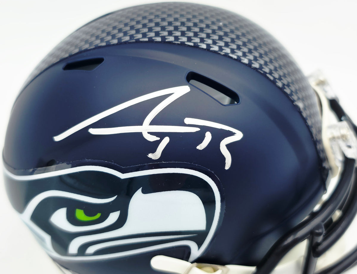 AJ Barner Autographed Seattle Seahawks Blue Speed Mini Helmet Beckett BAS Witness Stock #262489