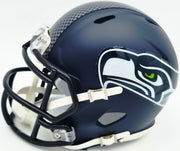 AJ Barner Autographed Seattle Seahawks Blue Speed Mini Helmet Beckett BAS Witness Stock #262489