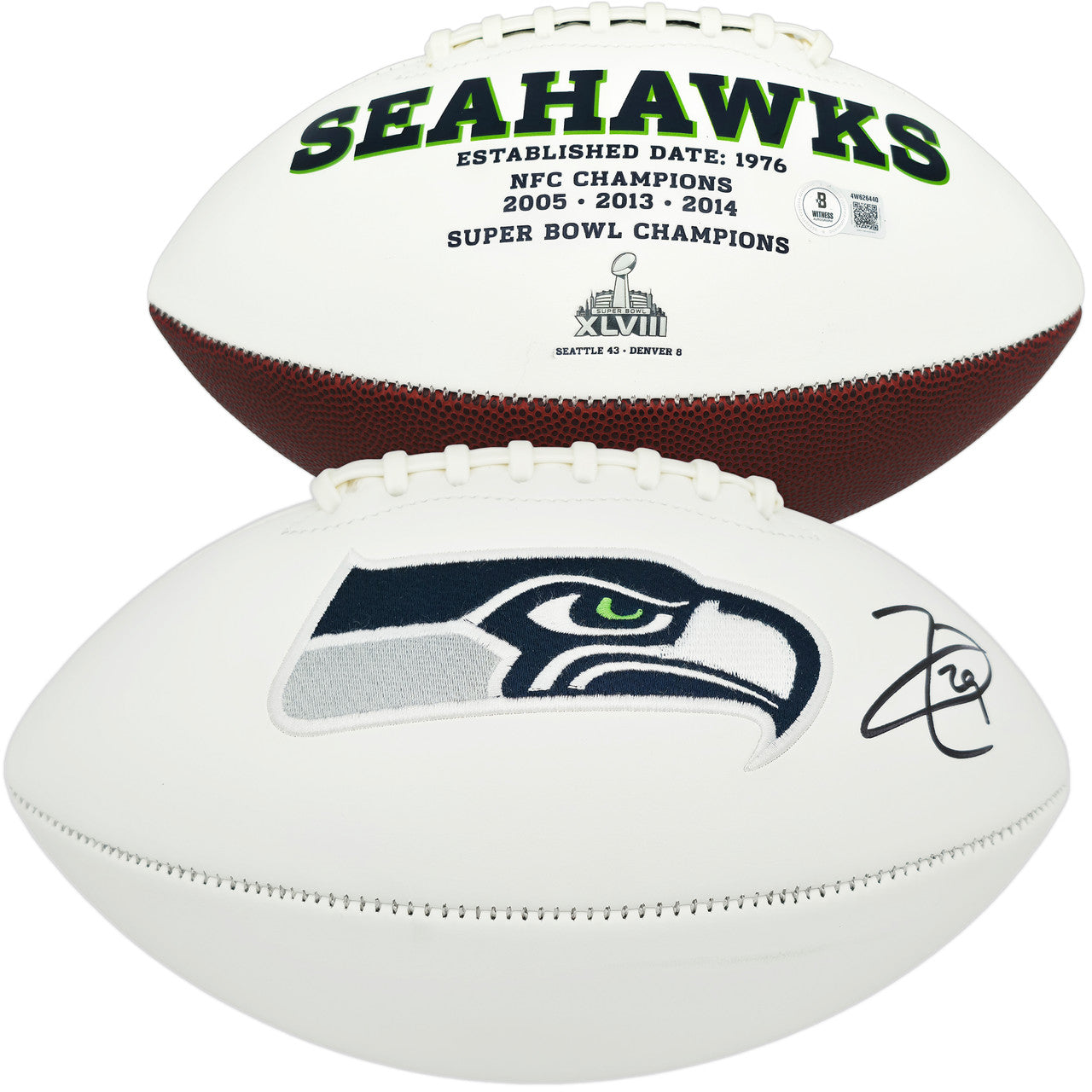 Earl Thomas III Autographed White Seattle Seahawks Super Bowl XLVIII Logo Football Beckett BAS Witness Stock #262447