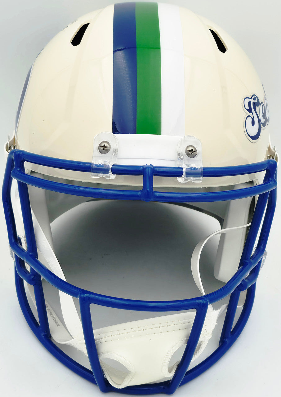 Earl Thomas III Autographed Seattle Seahawks Cream Retro Full Size Replica Speed Helmet "SB XLVIII Champs" Beckett BAS Witness Stock #262439