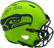 Earl Thomas III Autographed Seattle Seahawks Rave Green Full Size Replica Speed Helmet "SB XLVIII Champs" Beckett BAS Witness Stock #262441
