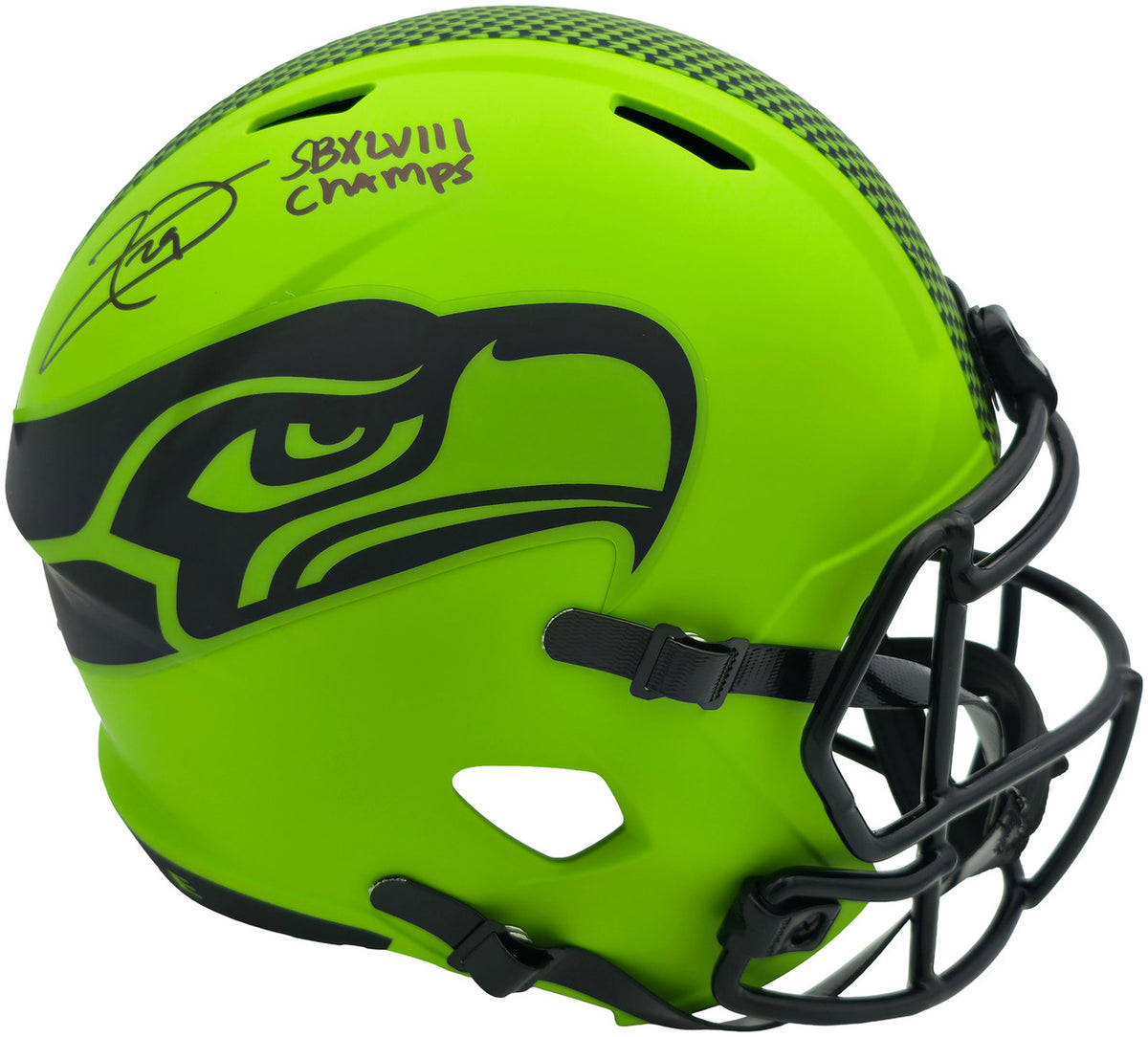 Earl Thomas III Autographed Seattle Seahawks Rave Green Full Size Replica Speed Helmet "SB XLVIII Champs" Beckett BAS Witness Stock #262441