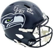 Ernest Jones IV Autographed Seattle Seahawks Blue Full Size Super Bowl LX Champions Logo Speed Replica Helmet "The Darkside" MCS Holo Stock #262477