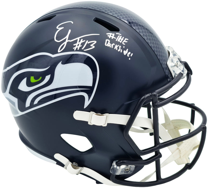Ernest Jones IV Autographed Seattle Seahawks Blue Full Size Super Bowl LX Champions Logo Speed Replica Helmet "The Darkside" MCS Holo Stock #262477