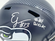 Ernest Jones IV Autographed Seattle Seahawks Blue Full Size Super Bowl LX Champions Logo Speed Replica Helmet "The Darkside" MCS Holo Stock #262477