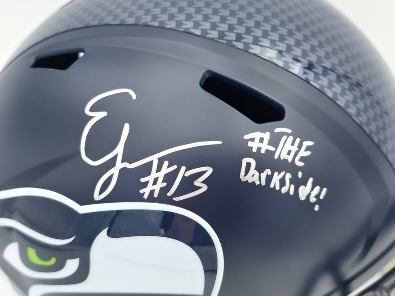 Ernest Jones IV Autographed Seattle Seahawks Blue Full Size Super Bowl LX Champions Logo Speed Replica Helmet "The Darkside" MCS Holo Stock #262477