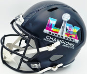 Ernest Jones IV Autographed Seattle Seahawks Blue Full Size Super Bowl LX Champions Logo Speed Replica Helmet "The Darkside" MCS Holo Stock #262477