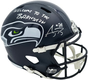AJ Barner Autographed Seattle Seahawks Blue Full Size Speed Replica Helmet "Welcome To The Barnshow" Beckett BAS Witness Stock #262478