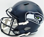 AJ Barner Autographed Seattle Seahawks Blue Full Size Speed Replica Helmet "Welcome To The Barnshow" Beckett BAS Witness Stock #262478