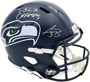 AJ Barner Autographed Seattle Seahawks Blue Full Size Super Bowl LX Champions Logo Speed Replica Helmet "SB LX Champs" Beckett BAS Witness Stock #262479