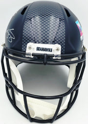 AJ Barner Autographed Seattle Seahawks Blue Full Size Super Bowl LX Champions Logo Speed Replica Helmet "SB LX Champs" Beckett BAS Witness Stock #262479
